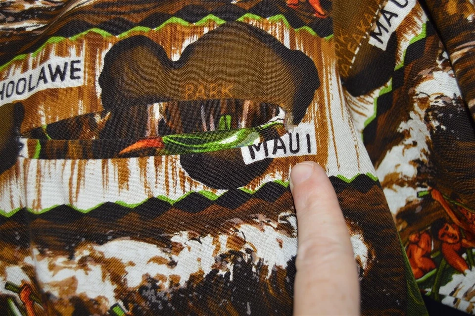 CAMISA HULA GRANDE VINTAGE AÑOS 60 ALOHA HAWAIANA NATIVA ESTABILIGGER MAUI KAHOOLAWE L Foto 4 de 4