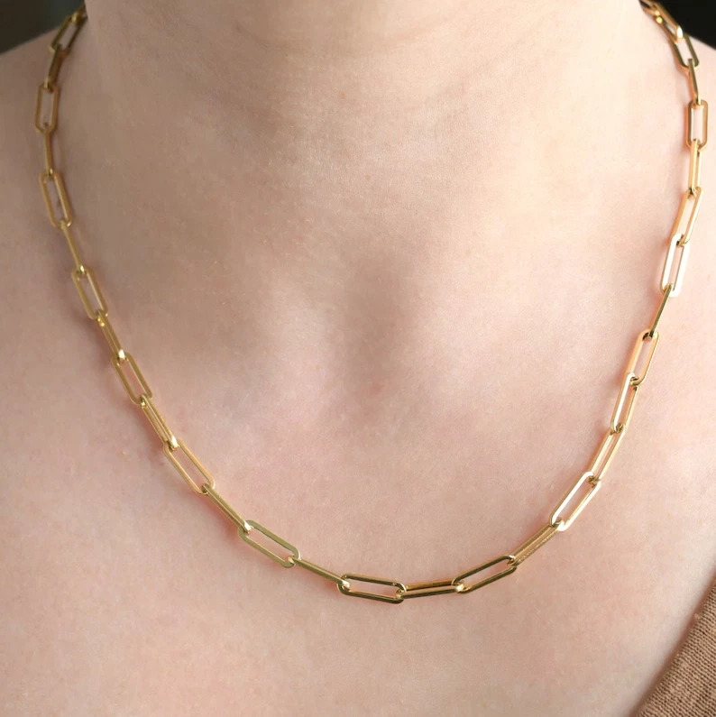 Colar Gargantilha Elegante Feminino com Clipe de Papel Banhado a Ouro Amarelo 14k - Imagem 3 de 4