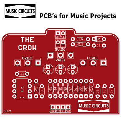 The Crow Verzerrung Gitarrenpedal FX PCB - basierend auf dem Crowther Hot Cake