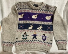 The Woolrich Woman Sweater Cozy Cottage Sheep Bunny Small