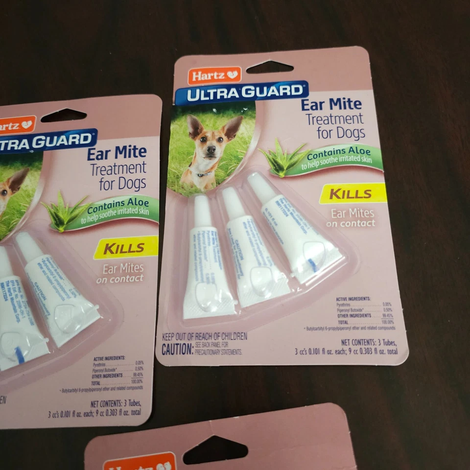 3 Paquetes de TRATAMIENTO DE ÁCAROS DEL OÍDO Hartz UltraGuard para perros CON ALOE 3 Tubos x 3= 9 Foto 3 de 4