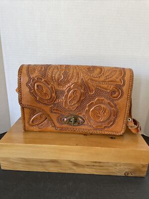 Vintage Mitla Hand Tooled Leather Shoulder Reversible Bag  display picture 1
