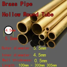 1pcs OD 5.5mm ID 4.5mm Brass Pipe Hollow Round Tube 100mm-305mm Long 0.5mm Thick