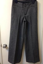 Marc Jacobs Women's Wool Straight Leg Dress Pants - Gray Herringbone, Size 2