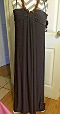 NWT! Nine West Cocktail Evening Party Formal Maxi Brown Halter Dress ~ Sz.14 