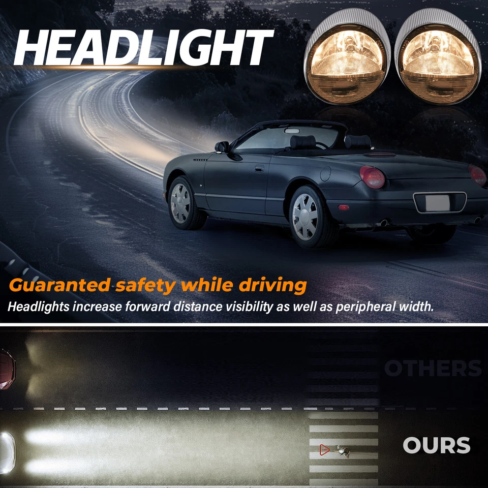 HECASA Headlights Set Driver Passenger For Ford Thunderbird 2002 2003 2004 2005 - Image 3 of 4