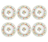 6Er Set Suppenteller Boho Flowers Weiß Mit Blumen 21,5Cm Porzellan Easy Life Wa
