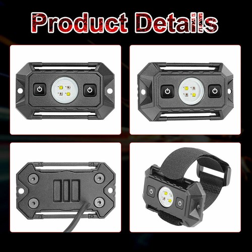 UTV LED Interior Domo Luz Barra Rodante Montaje Luz Roca Universal Rojo Blanco Pastilla - Imagen 9 de 11