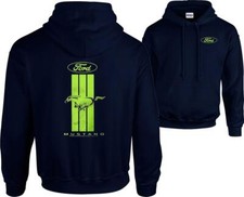 Licensed Ford Green Mustang Racing Stripe Hoodie Hooded Sweatshirt