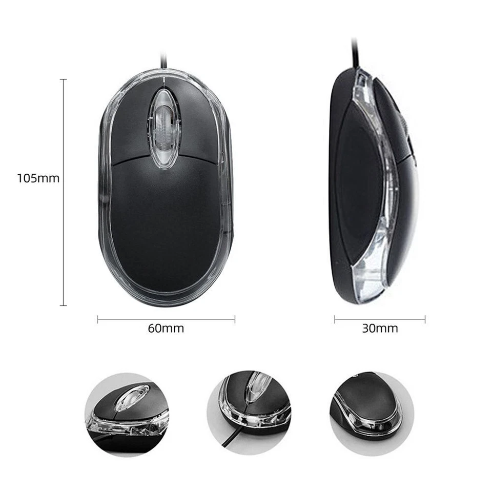 Computer LED Mini 1000DPI Gaming Mouse USB Optical Mouse Wired Mouse Game Mice - Image 2 of 4