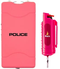 POLICE Stun Gun Burn Pepper Spray Combo for Women Self Defense 800 Pink
