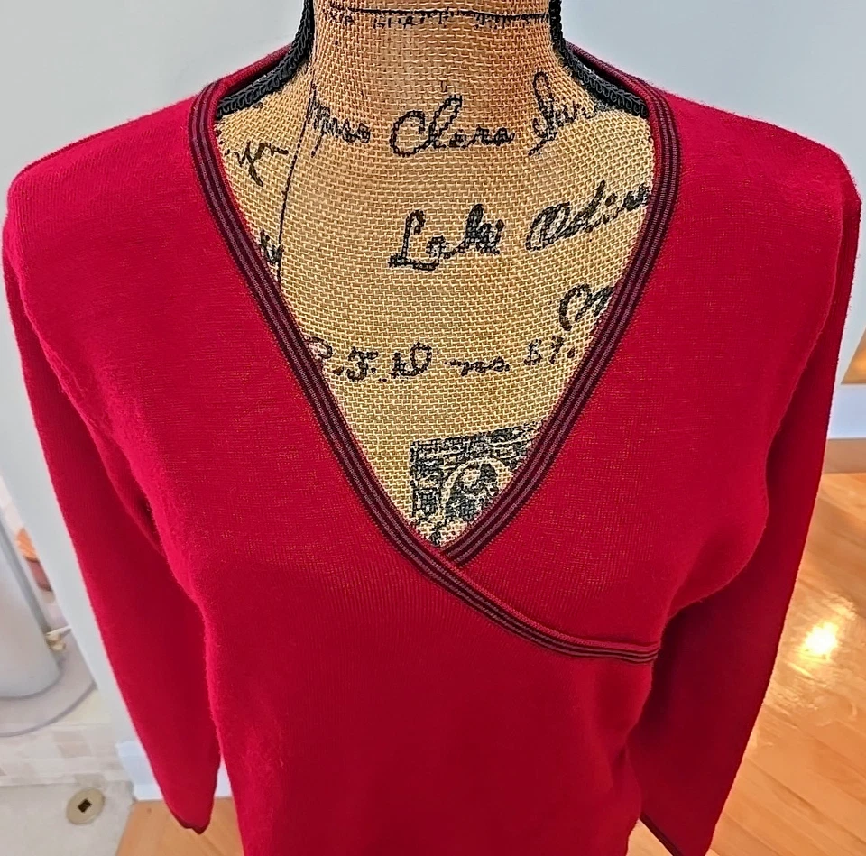 Suéter de manga larga Mercer & Madison para mujer XL rojo italiano mezcla de lana merino Foto 2 de 4