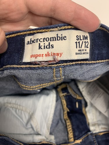 Abercrombie Kids Girls Super Skinny Blue Jeans Size Slim 11/12 Distrassed READ - Picture 6 of 14