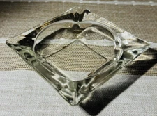 Vintage Anchor Hocking Ashtray ~Glass 4.5" Square Cigar Cigarette ~Clear