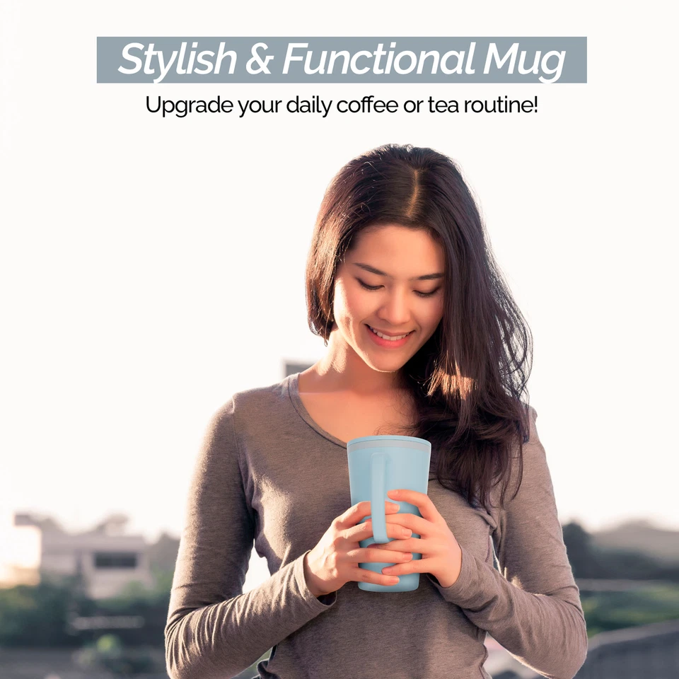 Caneca de mesa Copco 16 oz cone, parede dupla isolada - Azul claro - Imagem 2 de 4