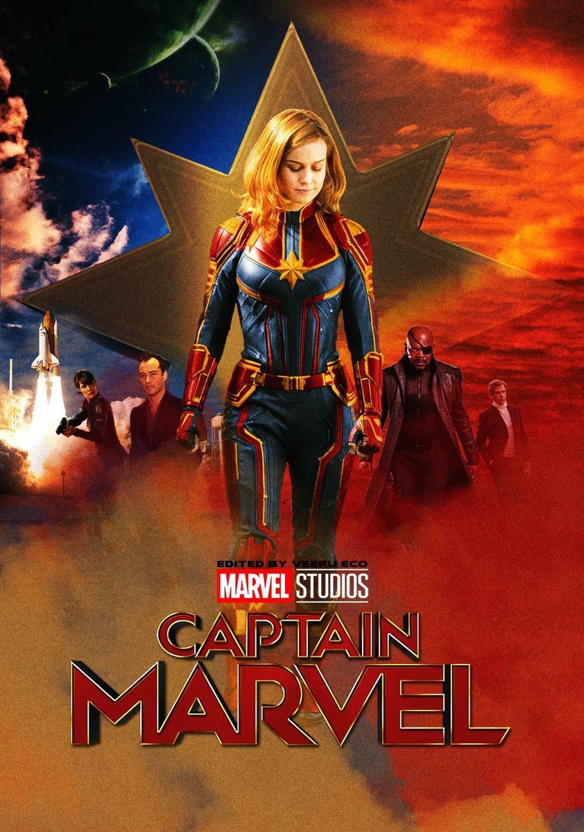 Captain Marvel Movie Poster Brie Larson Sam Jackson 11 X 17 Marvel