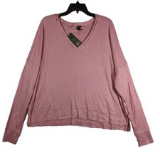 Wild Fable Oversize Sweater Ribbed Knit Mauve M Pink Relaxed Long Sleeve V Neck