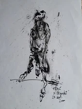Stani Nitkowski Original Drawing Ink Signed 2000