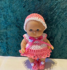 Hand Crochet Doll Clothes Fits 5 " Berenguer Baby/Pink