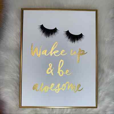 Colleen Karis Designs Wake Up & Be Awesome Canvas Glitter Printed Wall Art 16x20