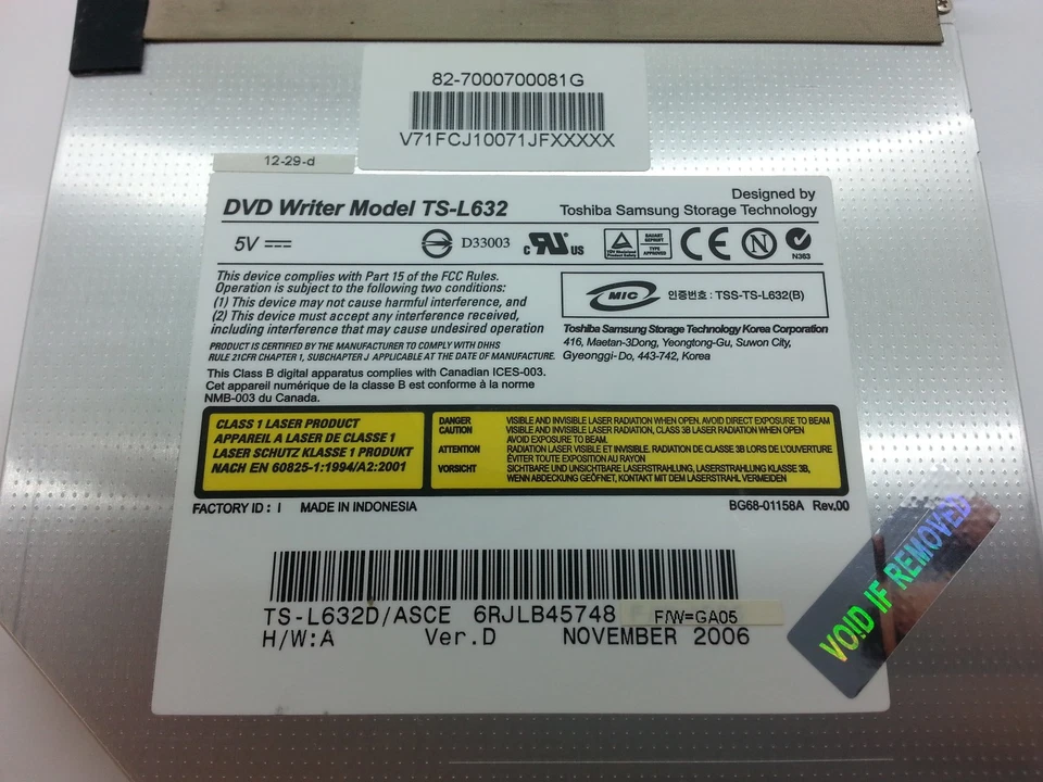 Unidad de grabadora de DVD + bisel / 64 Gateway MT3418 MT3419 MT3705 MT3708 MX3102J Foto 2 de 3