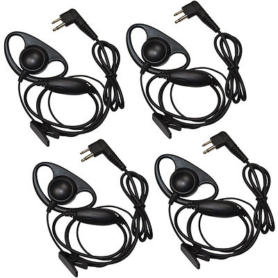 4-Pack HQRP D Shape Earpiece Headset für Motorola CLS1410 CP150 MV12 SV21 XU2100