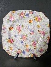 Royal Winton China, Eleanor chintz pattern,  small square plate 13cm across, VGC