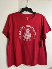 Women's Santa Claus Christmas Red Shirt Happy Holidays Size XL