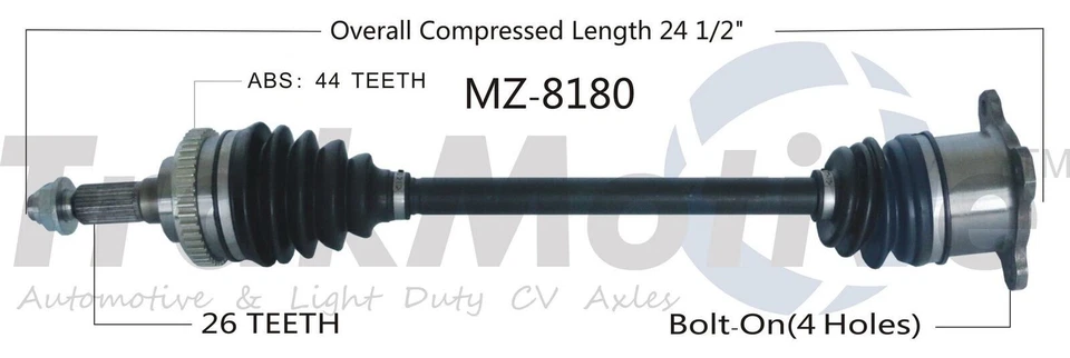 Eje CV SurTrack MZ8180 para Mazda Miata 94-95 transmisión trasera izquierda o paso derecho Foto 3 de 4
