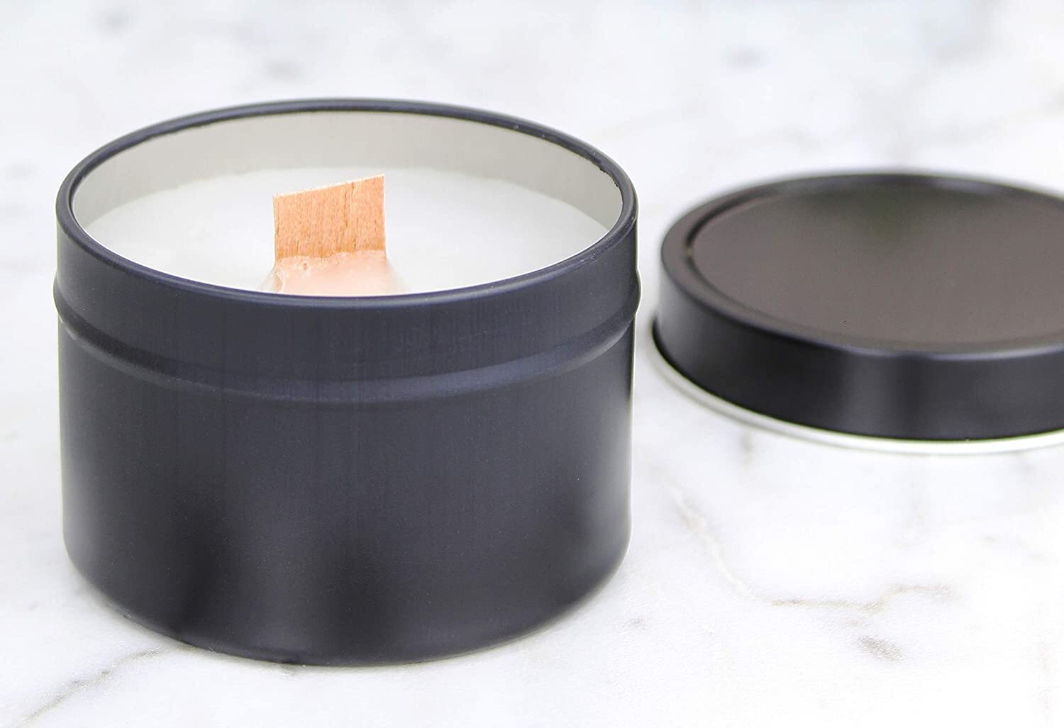 4oz Metal Candle Tins (12-Pack, Black); Round Containers with Slip-On Lids