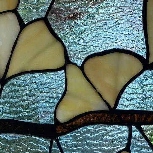 River of Goods Stained Glass Window Panel MultiColored Ginkgo Leaf Hanging Chain - Picture 5 of 6