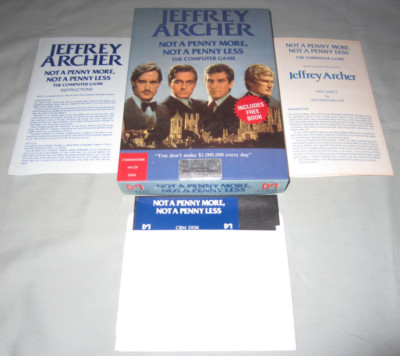 Jeffrey Archer Not a Penny More/Less Commodore 64/128 Computer Video Game RARE!