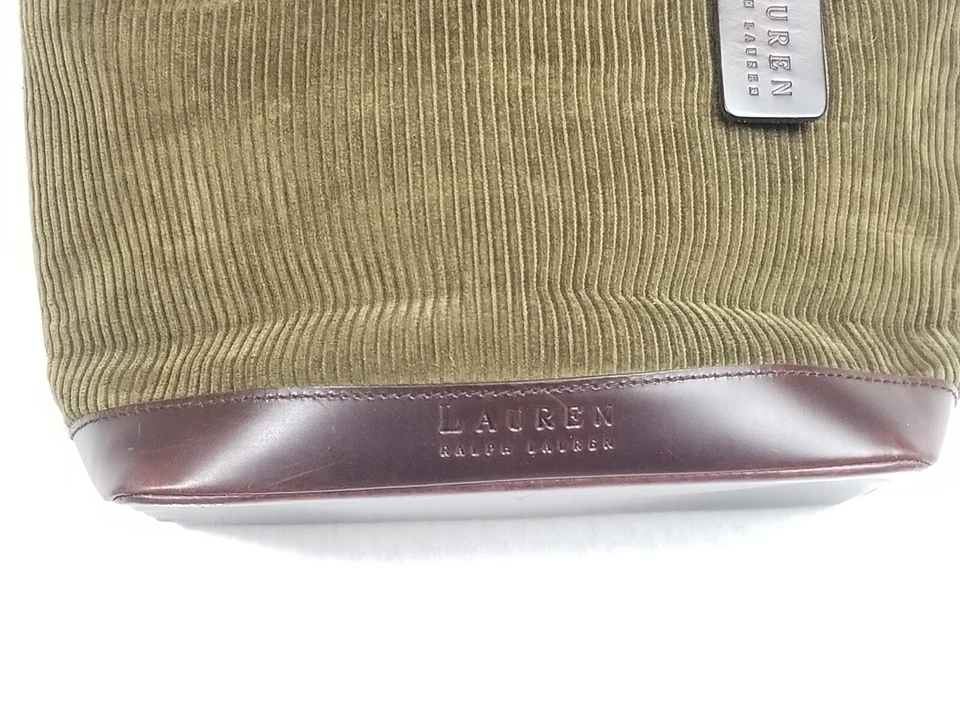 Libro de bolsillo para mujer LAUREN RALPH LAUREN verde pana/cuero con asas trenzadas Foto 3 de 4