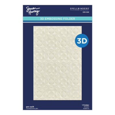Spellbinders Simon Hurley 3D Embossing Folder ''GEO QUILT''  5.5''x8.5''
