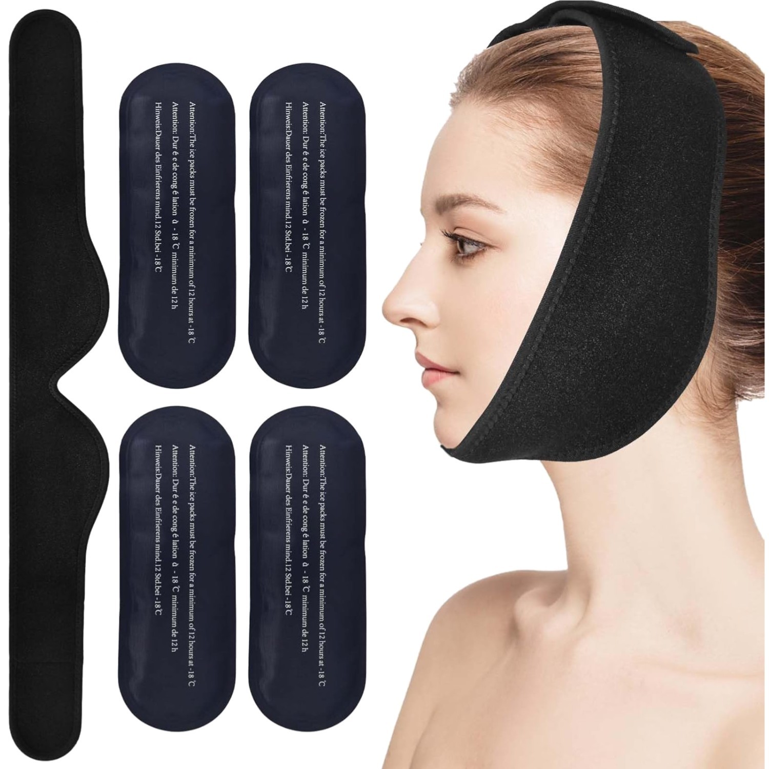 Kühlpads Weisheitszähne 4x Faltbar Weich Gel Kühlkompresse Tragbar Schwar