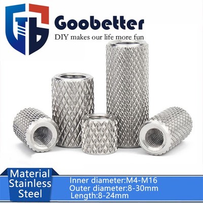 M4-M16 Through Hole Knurled Lengthen Round Thumb Nuts Stainless Steel A2 Metric