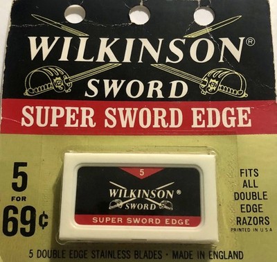Vintage Wilkinson Sword Super Sword Edge Double Edge Razor Blades 5 Pack NIP