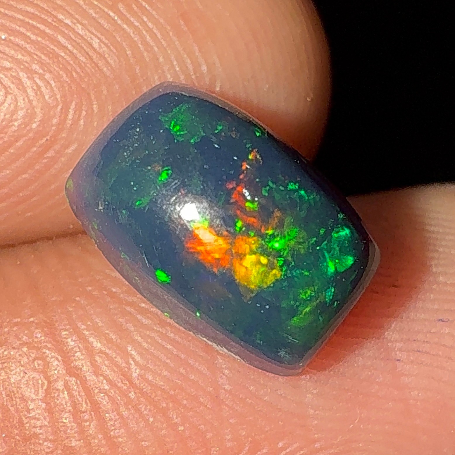 Black Ethiopian Opal Square 1.20 Carats AAA Grade Fire Opal Stone Welo Opal