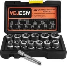 14PCS Premium Bolt Extractor Kit, Stripped Bolt Extractor Socket Set with 3/8 In