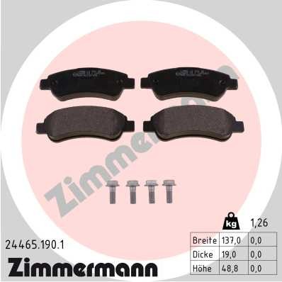 Hinterachse Zimmermann 24465.190.1 Bremsbelagsatz, Scheibenbremse FüR CitroËN,Fi-image