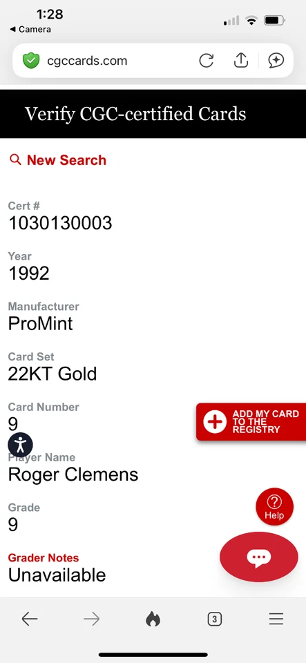 1992 ProMint 22K Gold #9 Roger Clemens CSG 9 MINT - Image 3 of 4