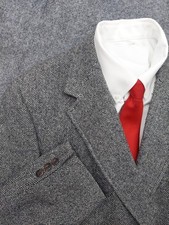 Brooks Brothers Blazer Mens 46 Long Black Tweed Wool Herringbone Vtg 2 Button