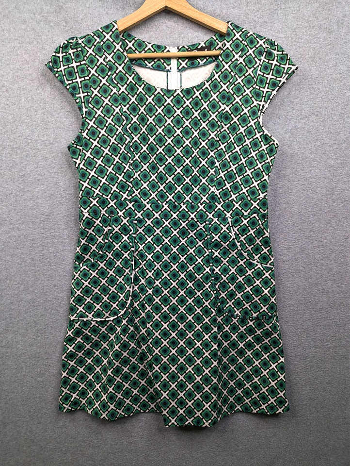 Revival Dress Womens 14 Green Cap Sleeved Retro Event Casual Office Work Party