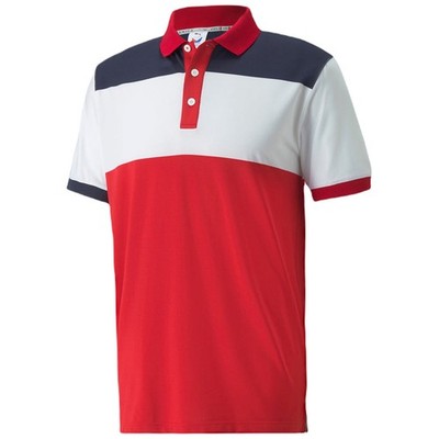 PUMA VOLITION COLORBLOCK GOLF POLO - SIZE: MEN XXL - SKI PATROL/NAVY
