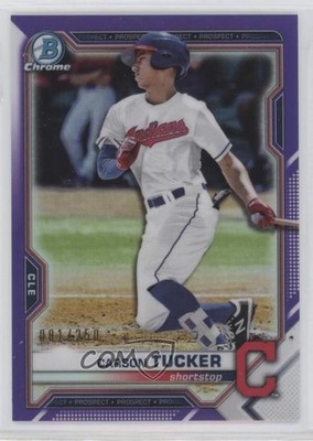 2021 Bowman Chrome Prospects Purple Refractor 1/250 Carson Tucker #BCP-77 02v3