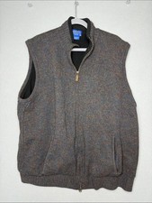 Pendleton Men's Multicolor Heathered Brown Zip Vest 100 wool