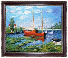 Ölbild Die roten Boote, Argenteuil-Claude Monet HANDGEMALT Ölgemälde ca 38x33cm