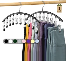 Legging Organizer for Closet, Metal Yoga Pants Hangers 1 Pack W/10 Clips Holds 1