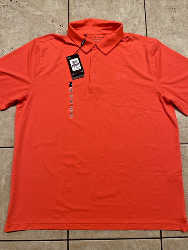Under Armour Shirt Mens XXL Orange Birdie The Playoff Golf Polo UPF30 NEW - Picture 1 of 6