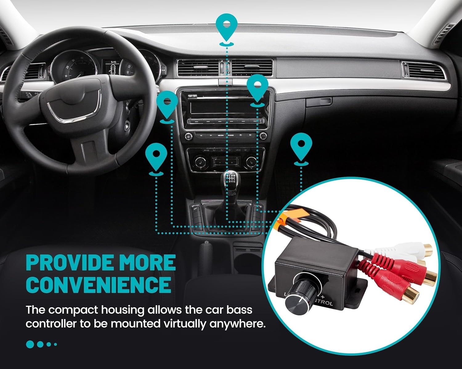 NuIth Universal Car Amplifier RCA Level Controller, Audio Bass Control... 